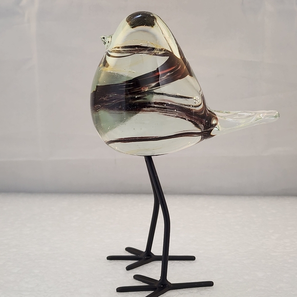 Mouth Blown Glass Bird Made By Hand Purple Swirl - Picture 3 of 12